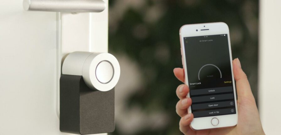 A smart home lock with a smart phone to control it.